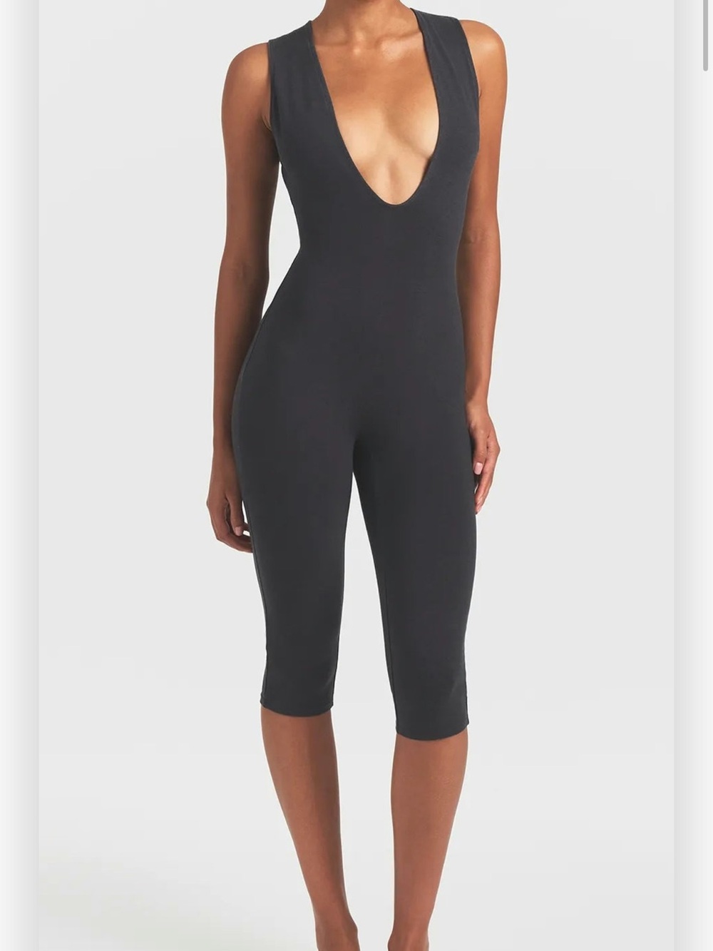 SKIMS Deep V Black Sculpting Jumpsuit